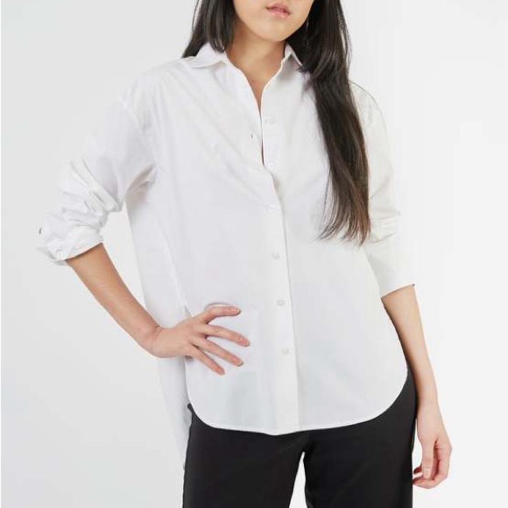 Meg Classic White Button-Up Boyfriend Shirt